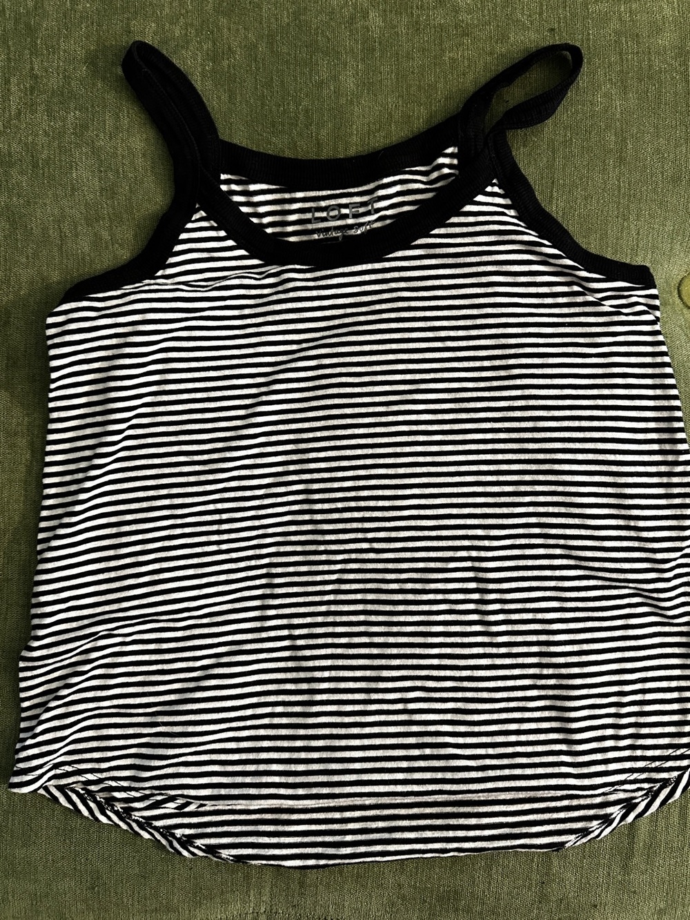 LOFT Black and White Striped Tank - Classic Racerback